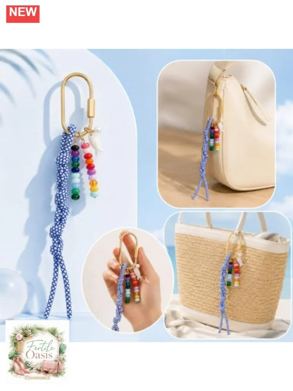 Beaded Rope Braided Keychain Bag Charms Handbag Accessory Fish Pendant